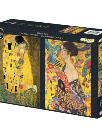 Produit 2 Puzzles - L'Art de Klimt : Le Baiser, 1907-1908 - Dame à l'éventail, 1917-1918 Image