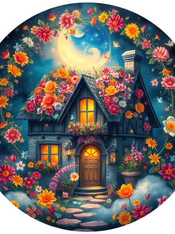Produit Puzzle Rond - Le Cottage Fleuri Image