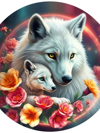 Produit Puzzle Rond - Les Loups Blancs Image