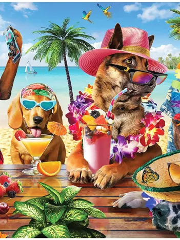 Produit Dogs Drinking Smoothies On A Tropi Image