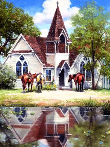 Produit Reflet d'une Eglise en Campagne Image