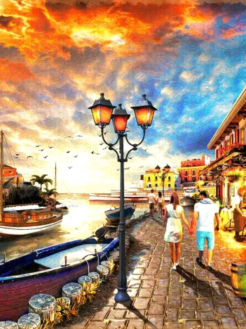 Produit Promenade Au Bord Du Port Image