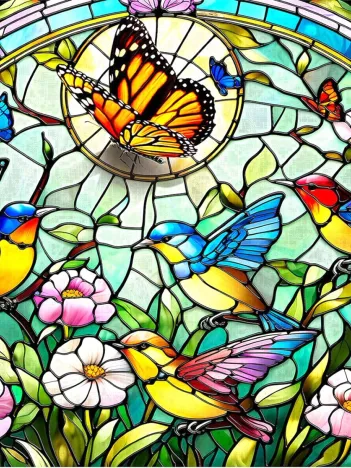 Produit Stained Glass - Oiseaux Chanteurs et Papillons Image