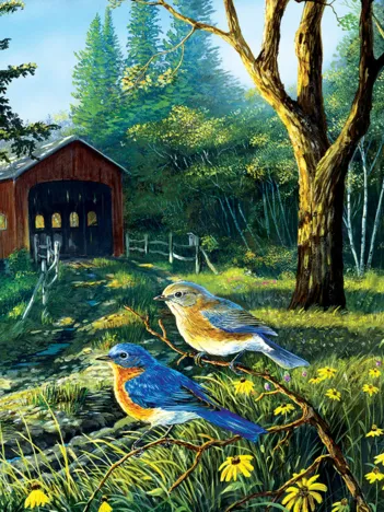 Produit Terry Doughty - Sleepy Hollow Blue Birds Image