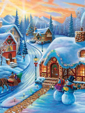 Produit Pièces XXL - Village de Noël au Coucher du Soleil Image