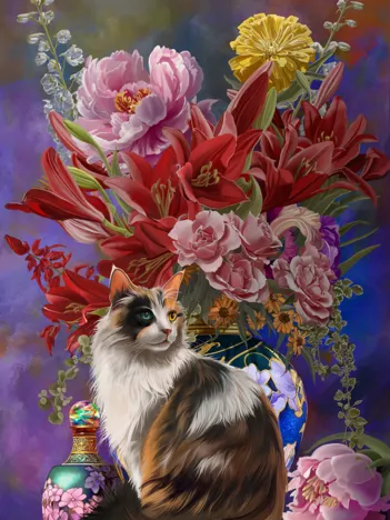 Produit Pièces XXL - Chat et Fleurs Asiatiques Image