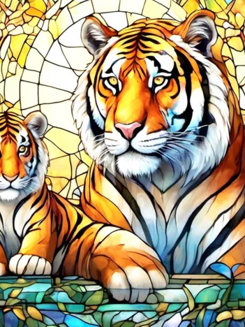 Produit Stained Glass Zoo - Tigres Image
