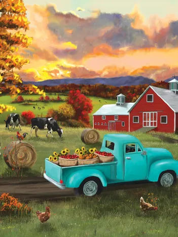 Produit Coucher de soleil d'automne à la grange Image