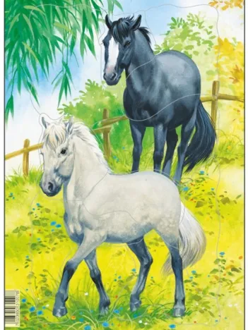 Produit Puzzle Cadre - Chevaux Blanc et Noir Image
