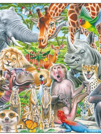 Produit Puzzle Cadre - Selfie - Happy African Animals Image