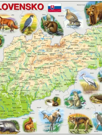 Produit Puzzle Cadre - Carte de la Slovaquie avec ses Animaux (en Slovaque) Image
