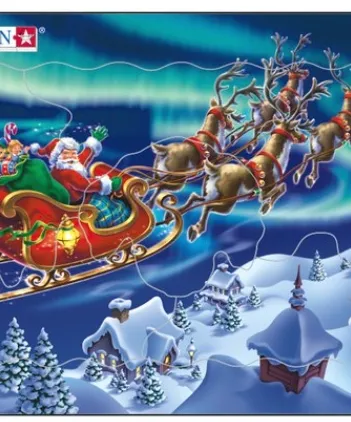 Produit Puzzle Cadre - Le Père Noël dans les Lumières Nordiques Image