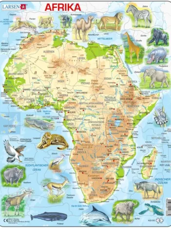 Produit Puzzle Cadre - Carte de l'Afrique et ses Animaux (en Allemand) Image