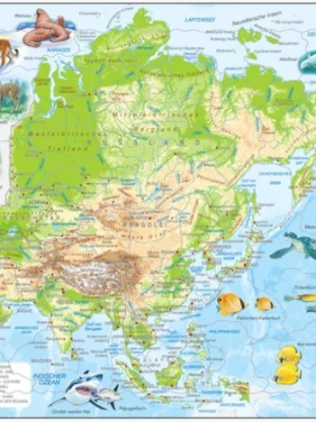 Produit Puzzle Cadre - Carte de l'Asie (en Allemand) Image