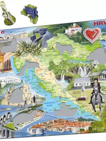 Produit Puzzle Cadre - Carte de la Croatie et ses Centre d'intérêts (en Croate) Image