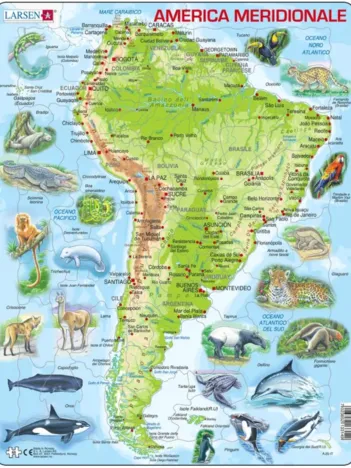 Produit Puzzle Cadre - Carte Topographique de l'Amérique du Sud (Italien) Image