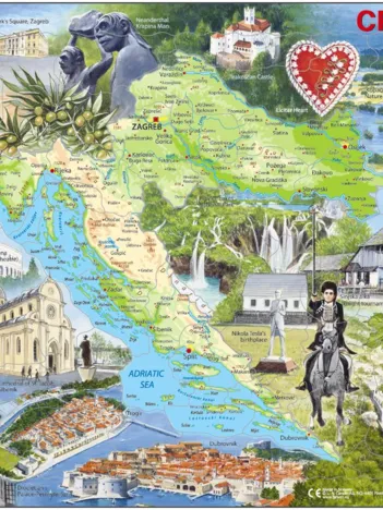 Produit Puzzle Cadre - Carte de la Croatie et ses Centre d'intérêts (en Anglais) Image