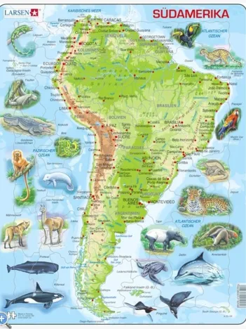 Produit Puzzle Cadre - Carte de l'Amérique du Sud (en Allemand) Image