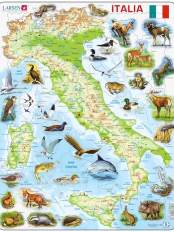 Produit Puzzle Cadre - Carte de l'Italie avec ses Animaux (en Italien) Image