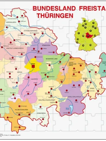 Produit Puzzle Cadre - Bundesland : Freistaat Thüringen (en Allemand) Image