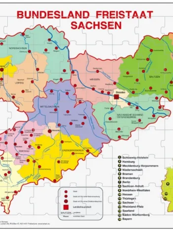Produit Puzzle Cadre - Bundesland : Freistaat Sachsen (en Allemand) Image