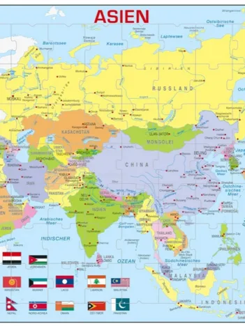 Produit Puzzle Cadre - Carte de l'Asie (en Allemand) Image