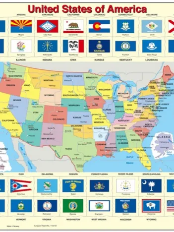 Produit Puzzle Cadre - Carte et Drapeaux des Etats-Unis (en Anglais) Image