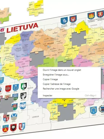 Produit Puzzle Cadre - Carte de la Lituanie (en Lituanien) Image