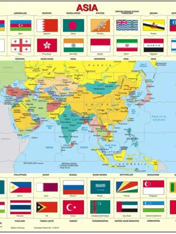 Produit Puzzle Cadre - Drapeaux d'Asie (en Anglais) Image