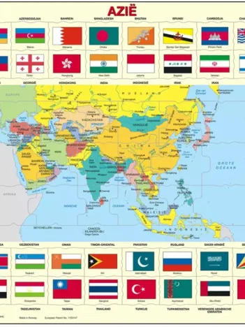 Produit Puzzle Cadre - Drapeaux d'Asie (en Hollandais) Image