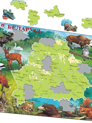 Produit Puzzle Cadre - Carte et Faune de la Biélorussie (Russe) Image