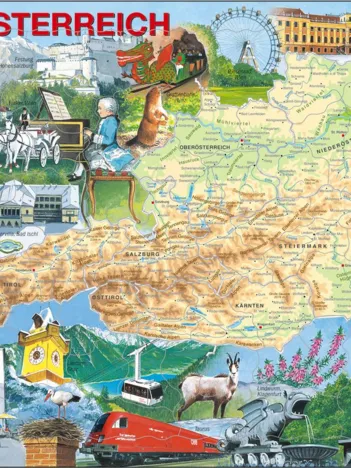 Produit Puzzle Cadre - Carte de l'Autriche (en Autrichien) Image