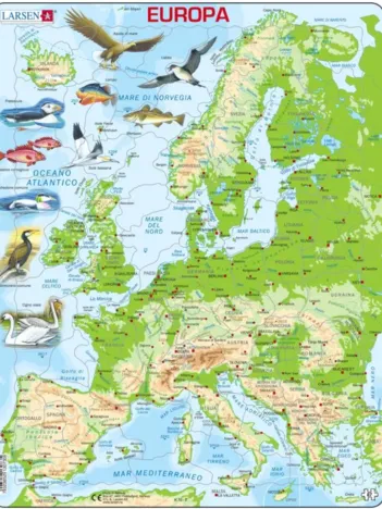Produit Puzzle Cadre - Carte Topographique de l'Europe (Italien) Image