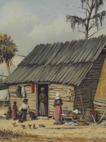 Produit William Aiken Walker : A Cabin Scene with Washing on Fence Image