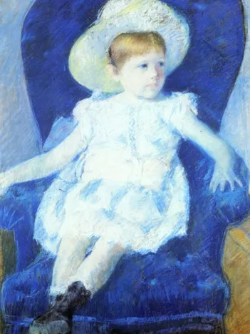 Produit Mary Cassatt : Elsie sur un Canapé Bleu, 1880 Image