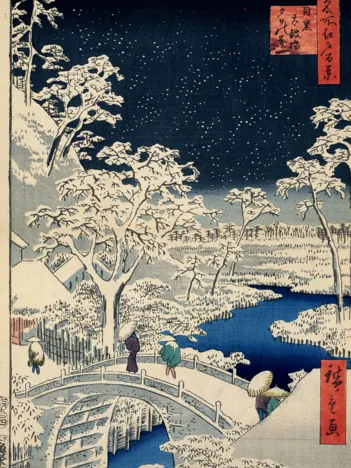 Produit Utagawa Hiroshige - Drum bridge at Meguro and Sunset Hill, 1857 Image