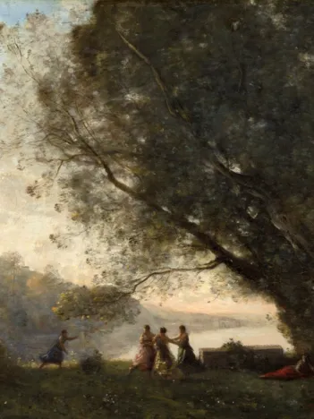 Produit Jean-Baptiste-Camille Corot : Danse sous les Arbres au Bord du Lac, 1865-1870 Image