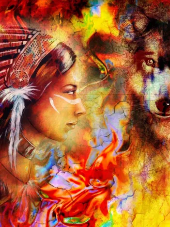 Produit La Femme Indienne et le Loup Image