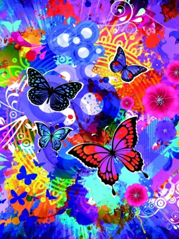 Produit Fleurs et Papillons Colorés Image