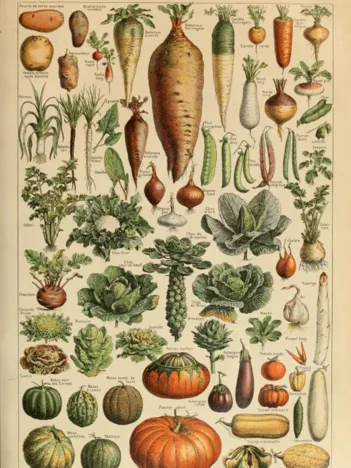Produit Illustration du Larousse pour Tous : Légumes et Plantes Potagères , XIXè Siècle Image
