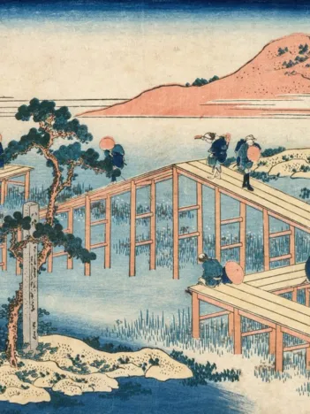 Produit Hokusai - Image Ancienne du Pont à Huit Parties dans la Province de Mikawa Image