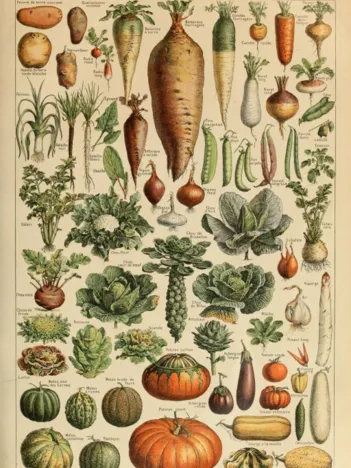 Produit Illustration du Larousse pour Tous : Légumes et Plantes Potagères, XIXè Siècle Image