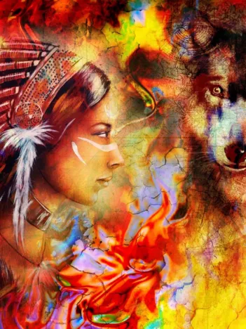 Produit La Femme Indienne et le Loup Image