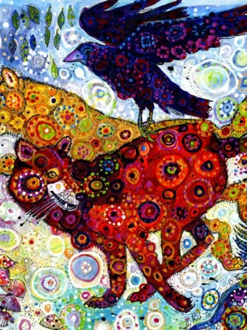 Produit Sally Rich - Wolves in a Blue Wood Image