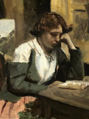 Produit Jean-Baptiste-Camille Corot : Lecture de Jeune Fille, 1868 Image