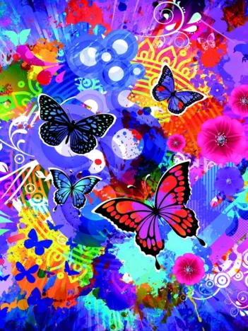 Produit Fleurs et Papillons Colorés Image