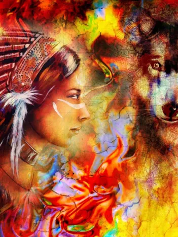 Produit La Femme Indienne et le Loup Image