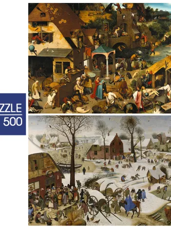Produit 2 Puzzles - L'Art de Pieter Brueghel : Proverbes Flamands - Le Dénombrement de Bethléem Image