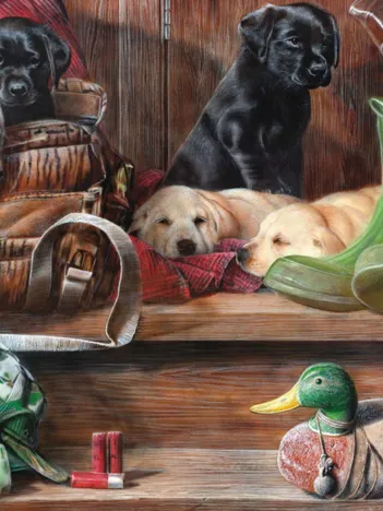 Produit Puppies on Stairs Image