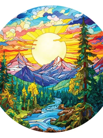 Produit Puzzle Rond - Alpes En Vitrail Image